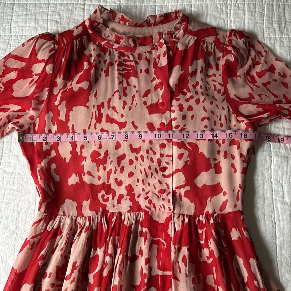 BA&SH Balearic Asymmetrical Dress Ruffled collar in Bordeaux Size 4US/XS NWT - Picture 7 of 16